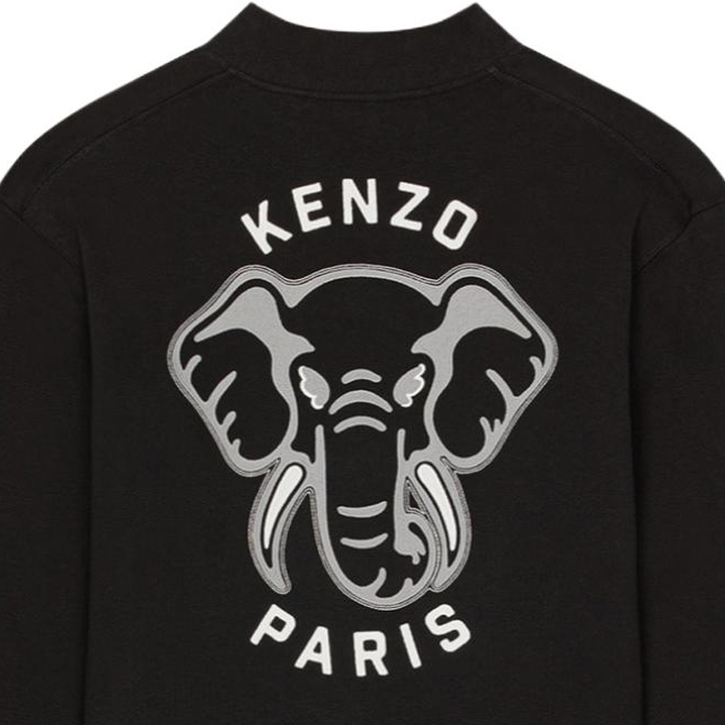 Sizing KENZO SS23 Sweater Hitam Rajut dengan Rekaan Gajah. FD65SW0484ME-99J