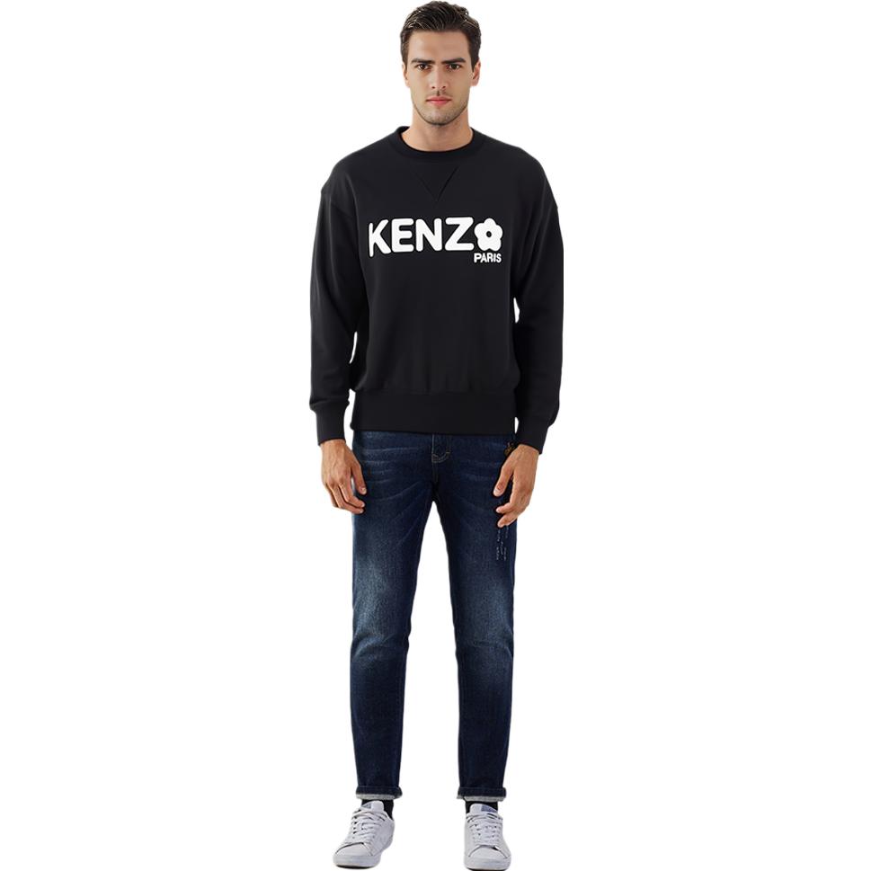 Shop KENZO SS23 Sweatshirt Hitam Logo Crewneck Lengan Panjang. FD55SW4844MF-99