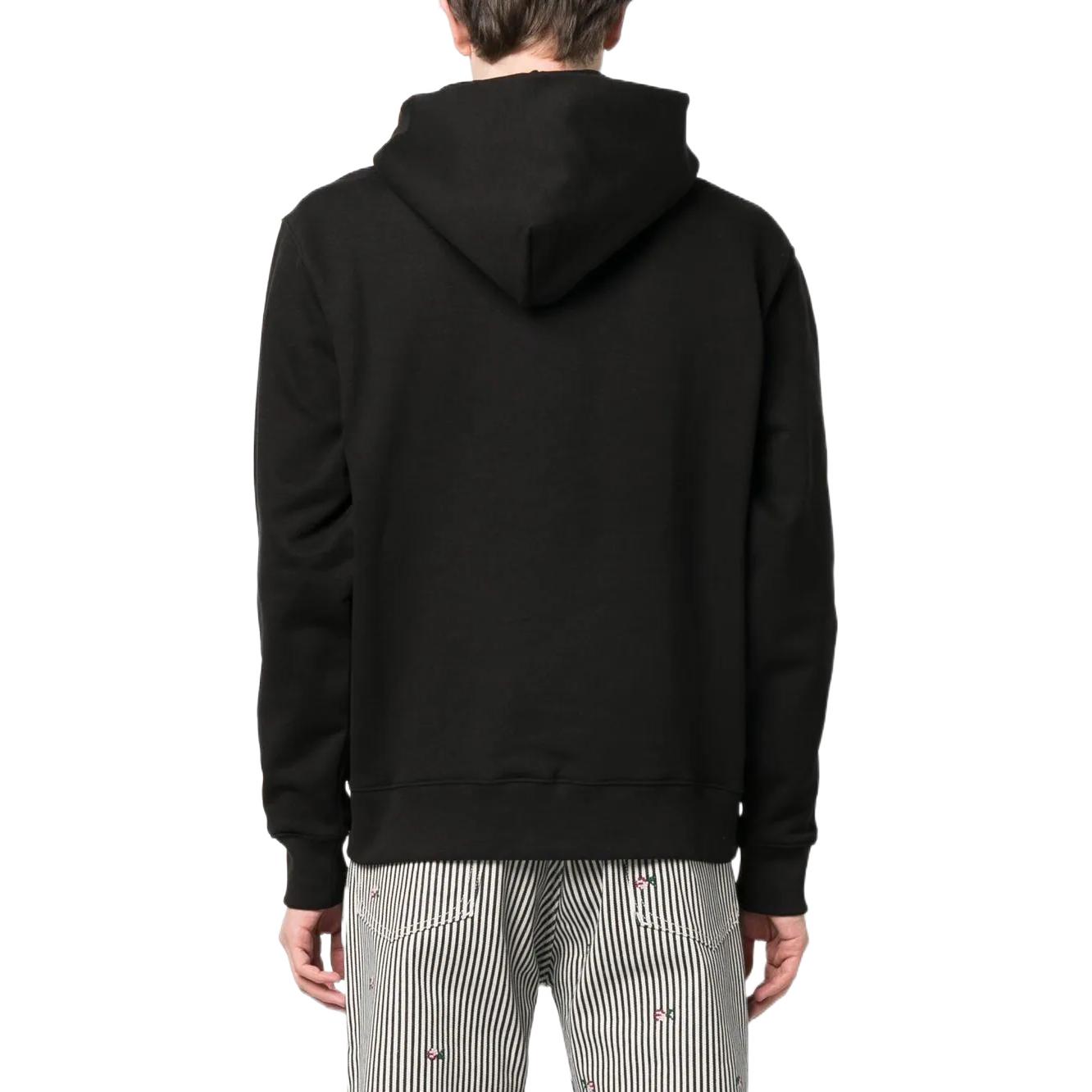 Shop KENZO SS23  Black Logo Print Hoodie - Relaxed Fit Long Sleeve Sweatshirt FD55SW4484ME99J