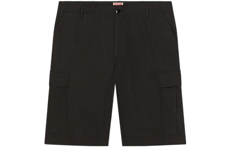 KENZO SS23  Black Solid Straight Cargo Shorts FD55SH2359RO-99