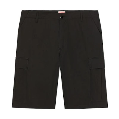 KENZO SS23 Black Solid Straight Cargo Shorts FD55SH2359RO-99