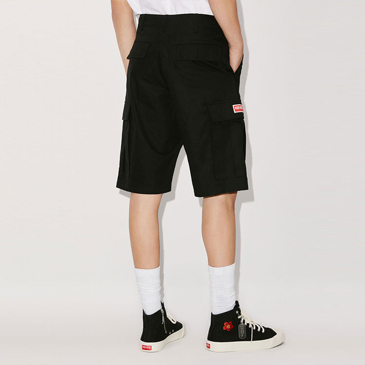 Purchase KENZO SS23  Black Solid Straight Cargo Shorts FD55SH2359RO-99