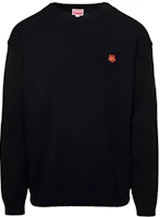 KENZO SS23 Black Sweater with Small Red Flower Embroidery. FD65PU4193LC-99 KENZO SS23 Black Sweater with Small Red Flower Embroidery. FD65PU4193LC-99