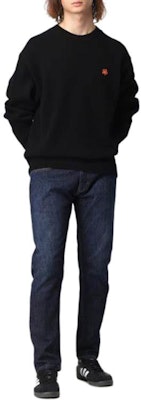 KENZO SS23 Black Sweater with Small Red Flower Embroidery. FD65PU4193LC-99 Shop KENZO SS23 Black Sweater with Small Red Flower Embroidery. FD65PU4193LC-99