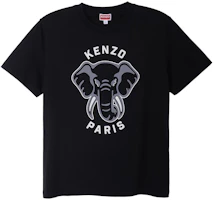 Order KENZO SS23 Kaos Hitam dengan Cetak Grafis Gajah. FD65TS0064SG-99J