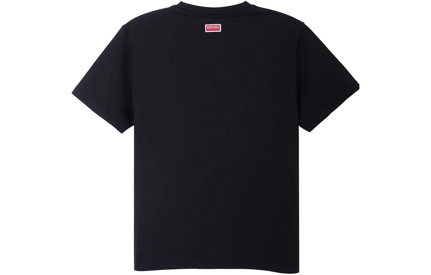 Lookbook KENZO SS23 Kaos Hitam dengan Cetak Grafis Gajah. FD65TS0064SG-99J