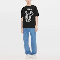 Shop KENZO SS23 Kaos Hitam dengan Cetak Grafis Gajah. FD65TS0064SG-99J