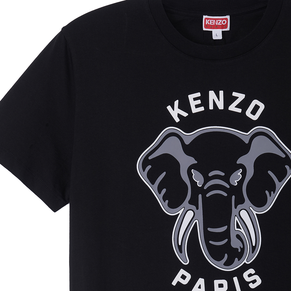 Details for KENZO SS23 Kaos Hitam dengan Cetak Grafis Gajah. FD65TS0064SG-99J