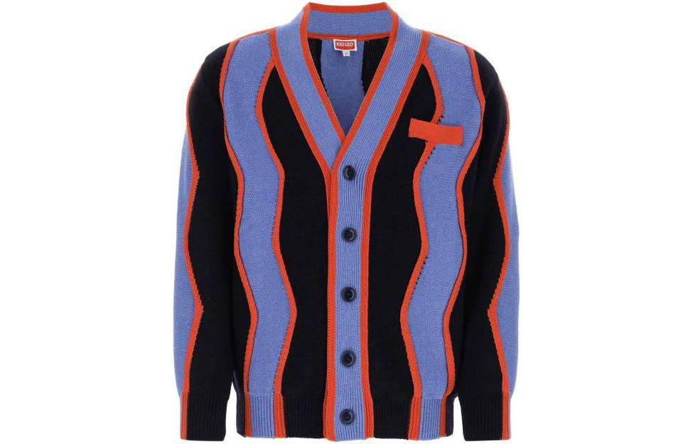 KENZO SS23  Blue Black Colorblock Striped Knit Sweater Long Sleeve. FD55CA3533CK-77 圖 2