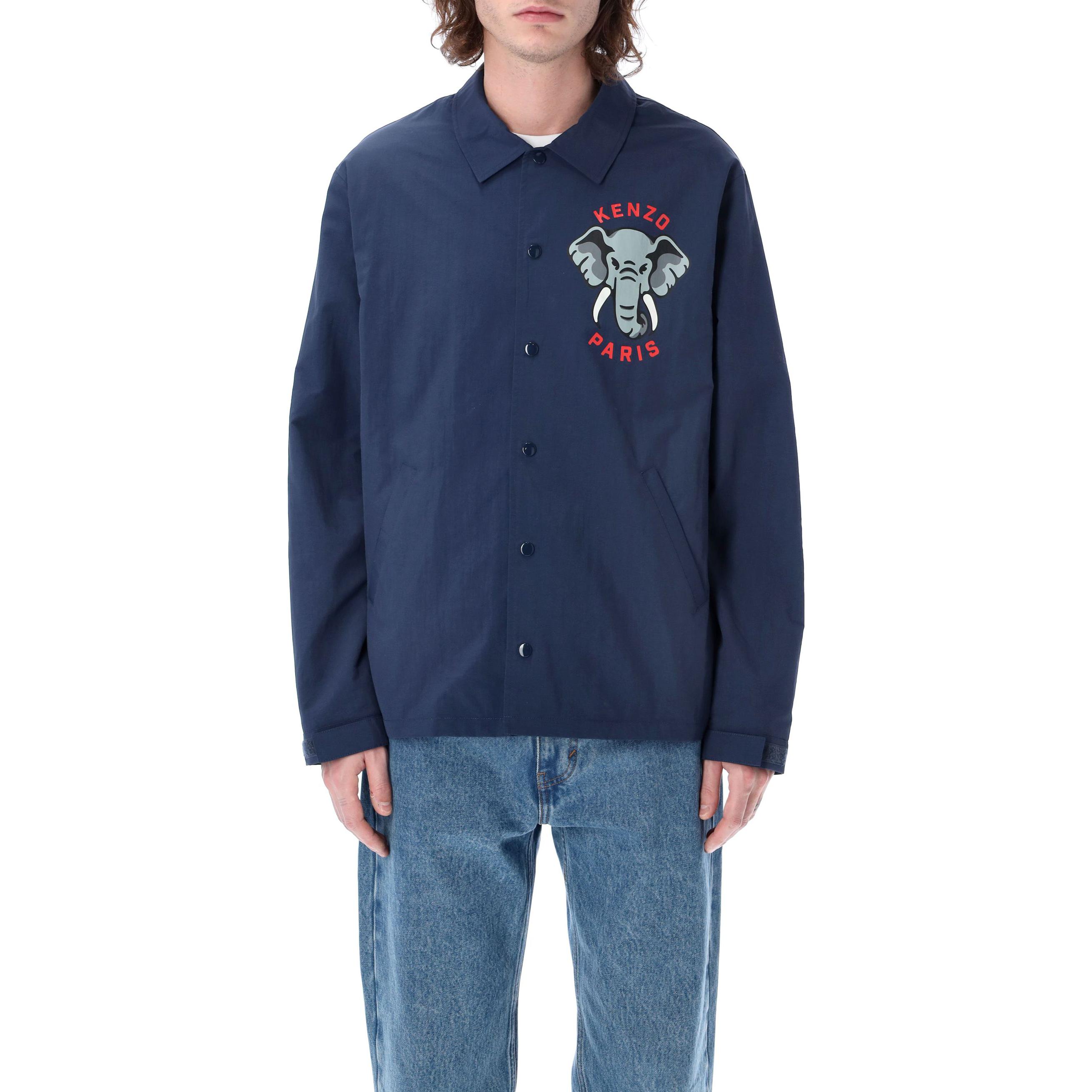 Shop KENZO 春夏23 蓝色大象印花纽扣夹克 FD55BL0619NC-77