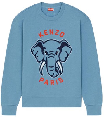 KENZO SS23 Blue Elephant Print Crewneck Sweatshirt. FD65SW0474MF-69 Buy KENZO SS23 Blue Elephant Print Crewneck Sweatshirt. FD65SW0474MF-69