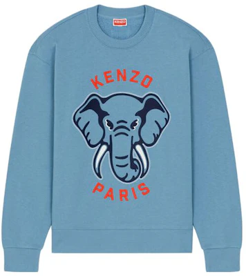 KENZO SS23 Blue Elephant Print Crewneck Sweatshirt. FD65SW0474MF-69 Order KENZO SS23 Blue Elephant Print Crewneck Sweatshirt. FD65SW0474MF-69