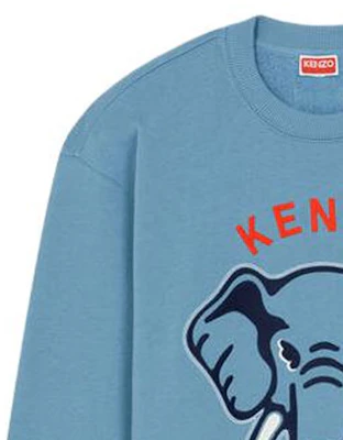 KENZO SS23 Blue Elephant Print Crewneck Sweatshirt. FD65SW0474MF-69 Purchase KENZO SS23 Blue Elephant Print Crewneck Sweatshirt. FD65SW0474MF-69