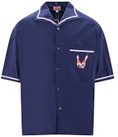 KENZO SS23 Blue Letter Print Short Sleeve Button-Up Shirt. FD55CH1135DE-77 KENZO SS23 Blue Letter Print Short Sleeve Button-Up Shirt. FD55CH1135DE-77