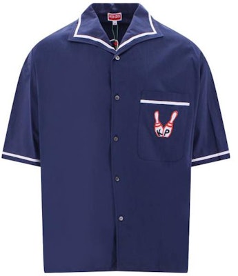 KENZO SS23 Baju Biru Cetakan Huruf Lengan Pendek Butang. FD55CH1135DE-77 Buy KENZO SS23 Baju Biru Cetakan Huruf Lengan Pendek Butang. FD55CH1135DE-77