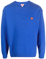 KENZO SS23 Blue Loose-Fit Crewneck Sweater with Floral Embroidery. FD65PU4193LC-71 KENZO SS23 Blue Loose-Fit Crewneck Sweater with Floral Embroidery. FD65PU4193LC-71