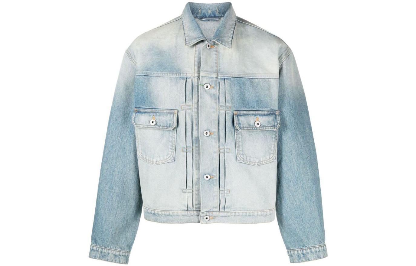 KENZO SS23  Faded Effect Denim Jacket Blue Long Sleeve. FD55DV3036A4-DY