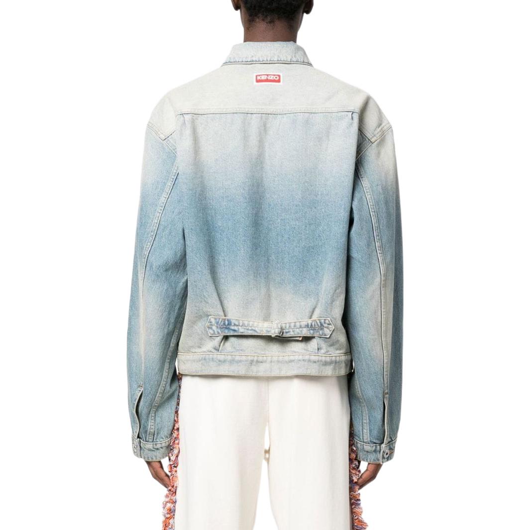 Shop KENZO SS23 漸層效果藍色牛仔外套 長袖 FD55DV3036A4-DY
