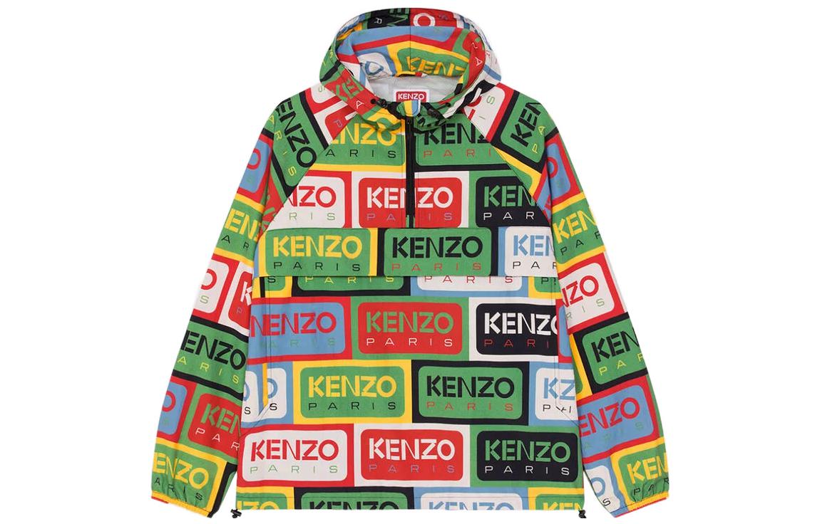 Order KENZO SS23  Floral Half-Zip Logo Print Hooded Windbreaker. FD55BL0539NG-MU