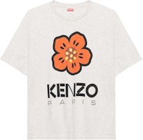 KENZO SS23 Floral Logo Print Crew Neck T-Shirt Light Gray FD55TS4454SO-93 KENZO SS23 Floral Logo Print Crew Neck T-Shirt Light Gray FD55TS4454SO-93