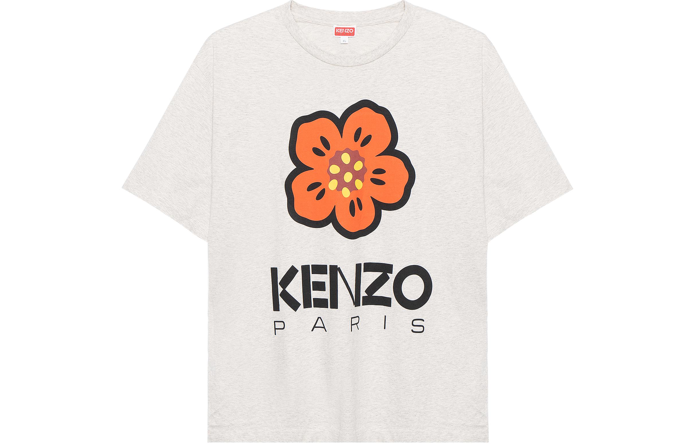 Order KENZO SS23 花卉标志印花圆领T恤 浅灰色 FD55TS4454SO-93