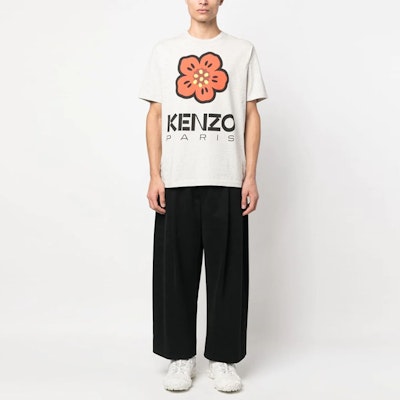 KENZO SS23 花卉标志印花圆领T恤 浅灰色 FD55TS4454SO-93 Shop KENZO SS23 花卉标志印花圆领T恤 浅灰色 FD55TS4454SO-93