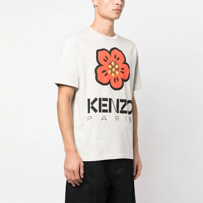 KENZO SS23 花卉标志印花圆领T恤 浅灰色 FD55TS4454SO-93 Details for KENZO SS23 花卉标志印花圆领T恤 浅灰色 FD55TS4454SO-93