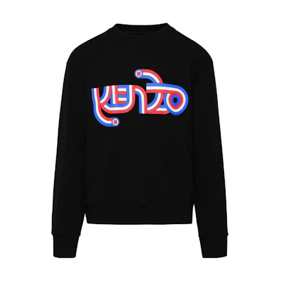 KENZO SS23 Geometric Print Crewneck Sweatshirt Black FD65SW0724MG99J