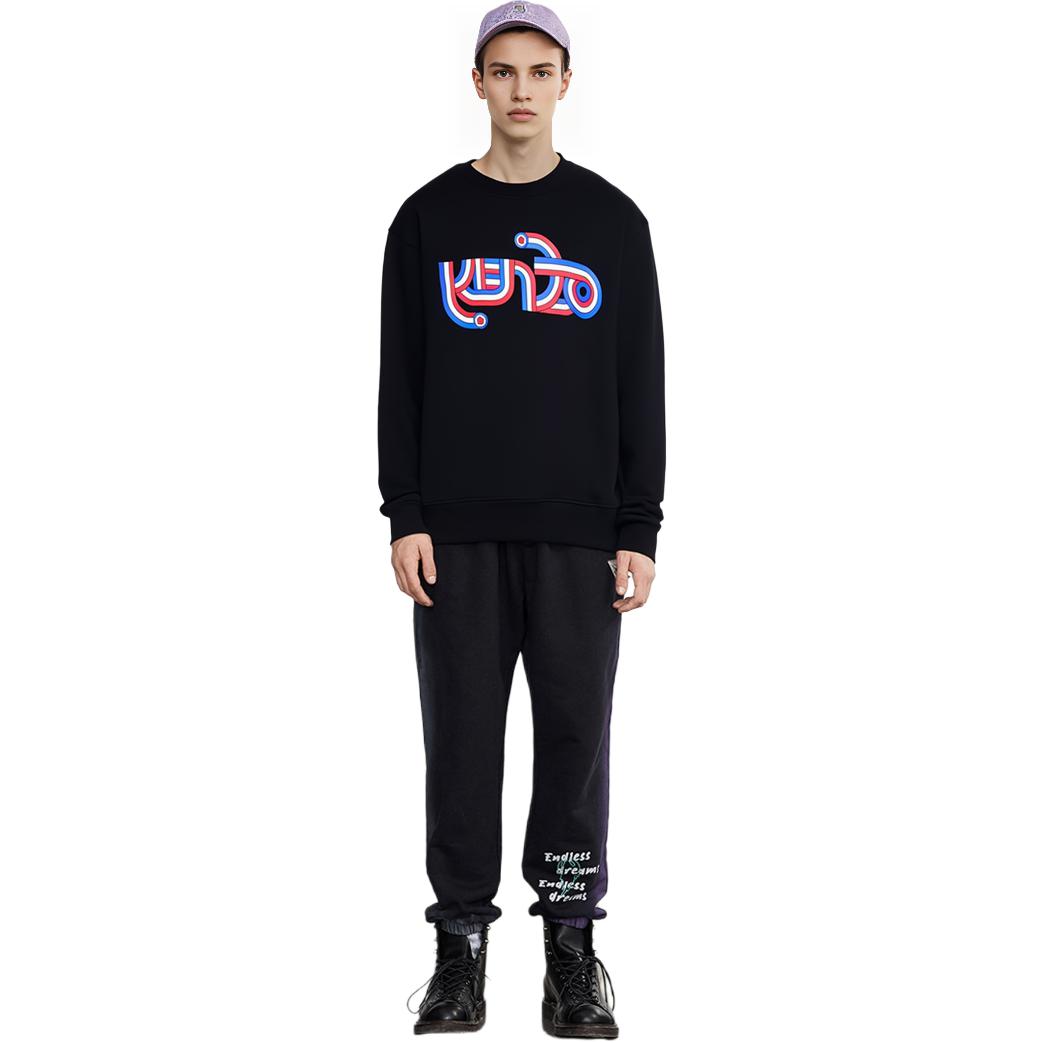 Purchase KENZO SS23 Sudadera Negra Cuello Redondo con Estampado Geométrico FD65SW0724MG99J