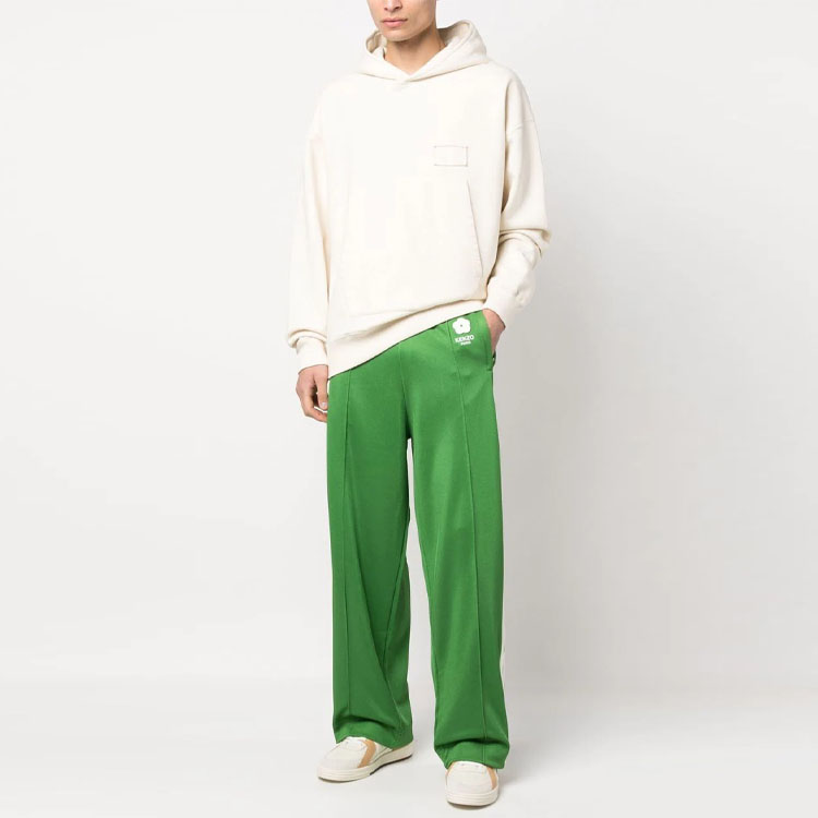 Lookbook 겐조 SS23 그린 로고 프린트 스트레이트 핏 캐주얼 스웨트팬츠. FD55PA7474IE-57