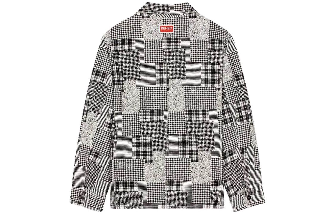 KENZO SS23  Grey Checkered Patchwork Printed Long Sleeve Jacket. FD55VE2239T6-02 圖 3