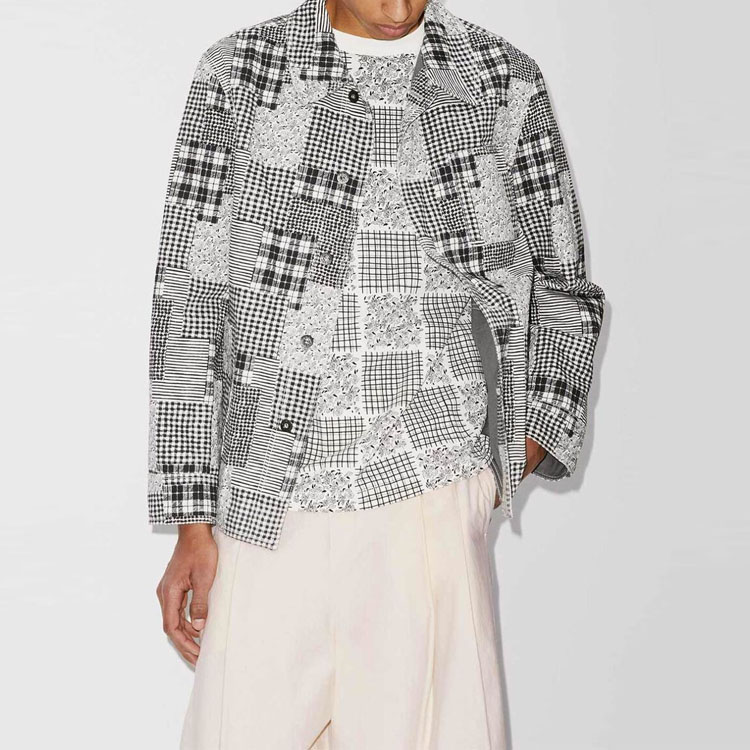 KENZO SS23  Grey Checkered Patchwork Printed Long Sleeve Jacket. FD55VE2239T6-02 圖 5