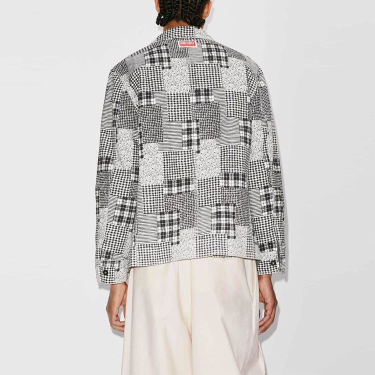 KENZO SS23  Grey Checkered Patchwork Printed Long Sleeve Jacket. FD55VE2239T6-02 圖 6