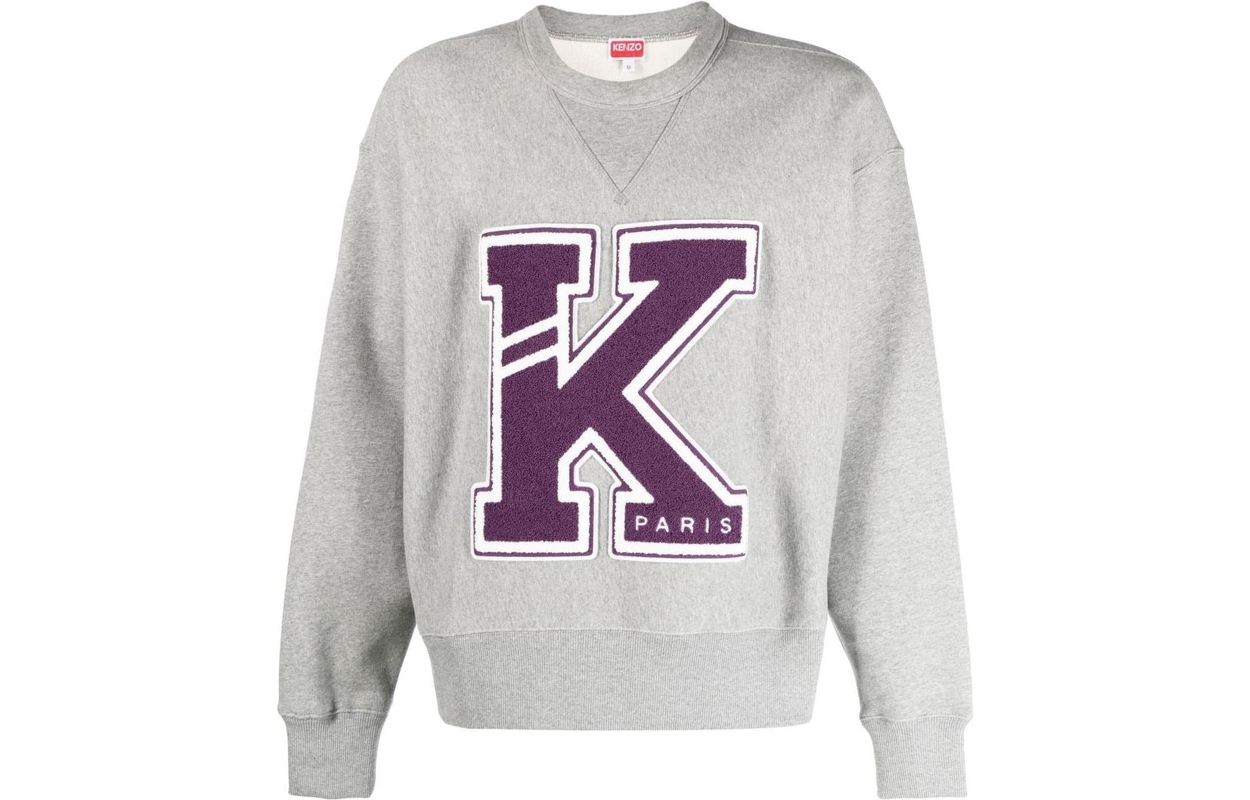 Order KENZO SS23  Grey Logo Print Crewneck Pullover Long Sleeve Sweatshirt FD55SW4944MB-94
