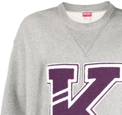 KENZO SS23 Grey Logo Print Crewneck Pullover Long Sleeve Sweatshirt FD55SW4944MB-94 Details for KENZO SS23 Grey Logo Print Crewneck Pullover Long Sleeve Sweatshirt FD55SW4944MB-94