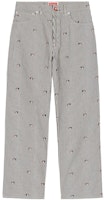 KENZO SS23 Grey Striped Printed Relaxed Fit Denim Jeans FD55DP4066J1-DM KENZO SS23 Grey Striped Printed Relaxed Fit Denim Jeans FD55DP4066J1-DM