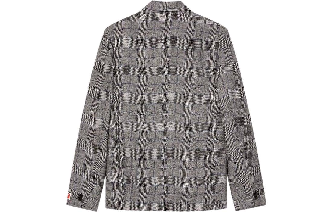 Lookbook KENZO SS23  Grey Wave Check Double-Breasted Print Blazer. FD55VE1259JB-99