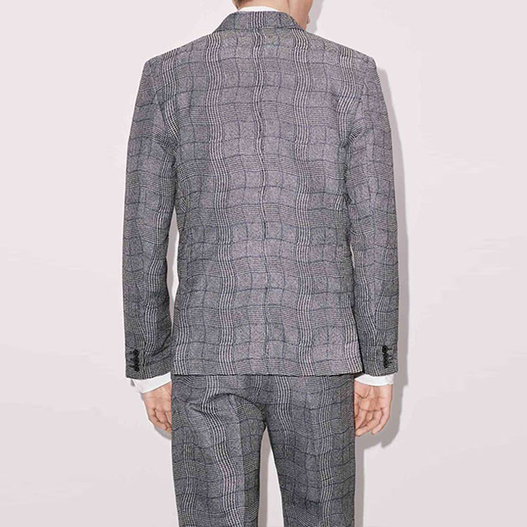 Details for KENZO SS23  Grey Wave Check Double-Breasted Print Blazer. FD55VE1259JB-99