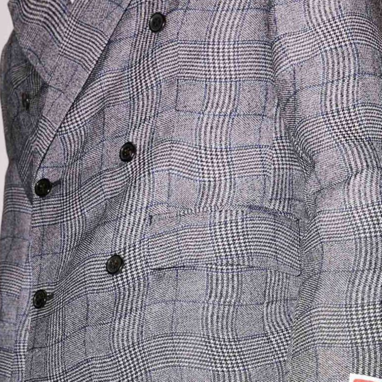 Sizing KENZO SS23  Grey Wave Check Double-Breasted Print Blazer. FD55VE1259JB-99