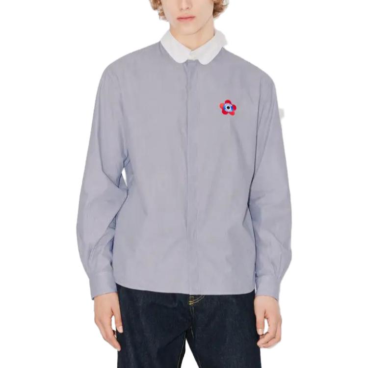 Shop KENZO SS23 ライトブルー 長袖シャツ カラー付き FD65CH4139LD-77