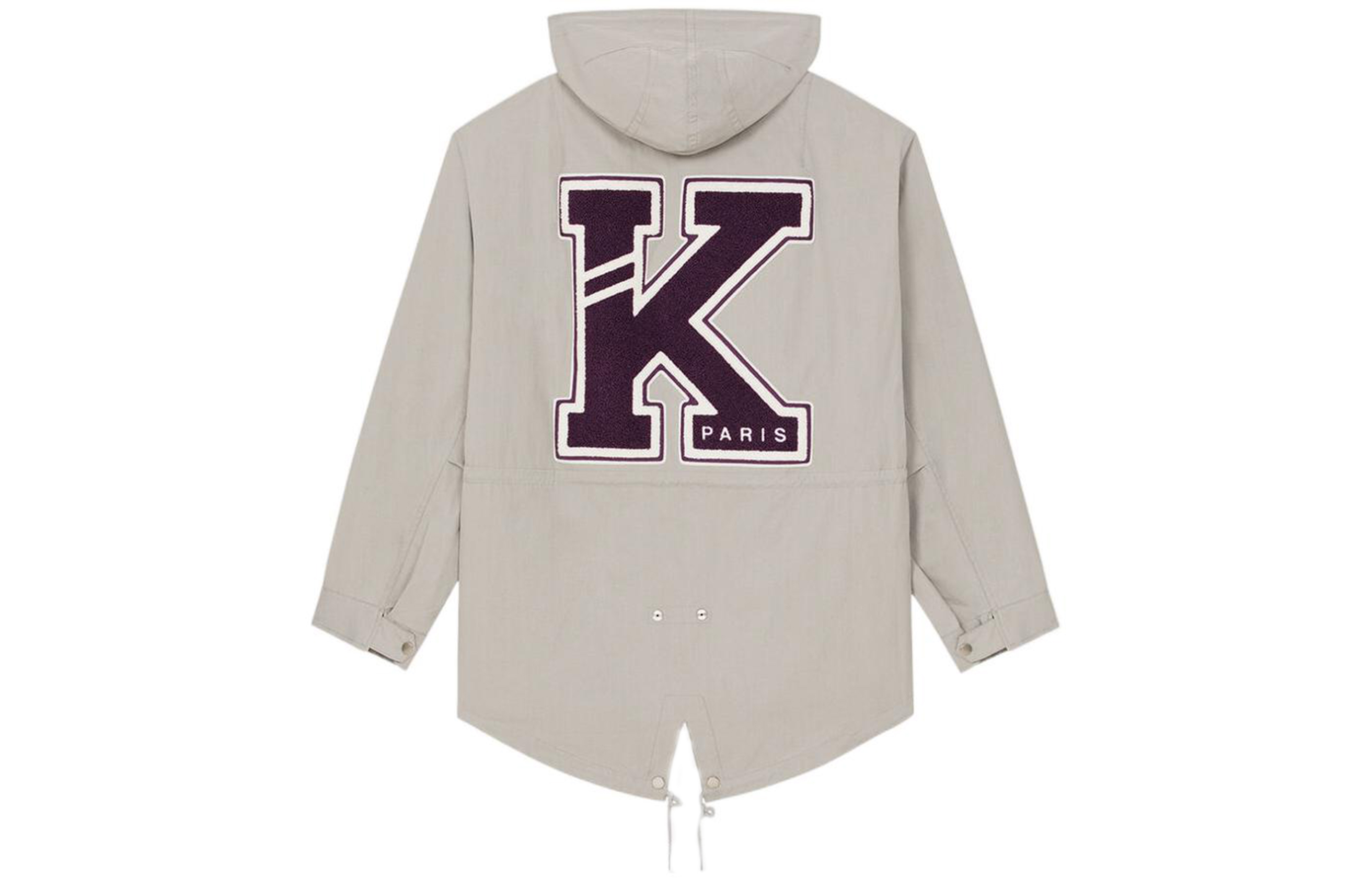 Lookbook KENZO SS23 Jaket Parka Logo Bordir Loose Fit Hoodie Abu Mutiara. FD55OU3031NA-94