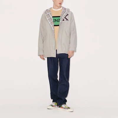 KENZO SS23 Jaket Parka Logo Bordir Loose Fit Hoodie Abu Mutiara. FD55OU3031NA-94 Shop KENZO SS23 Jaket Parka Logo Bordir Loose Fit Hoodie Abu Mutiara. FD55OU3031NA-94