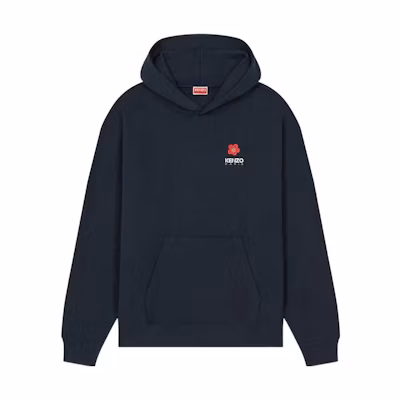 KENZO SS23 Logo Print Hoodie in Deep Navy Blue. FD55SW4444ME-77