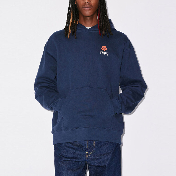 Details for KENZO SS23  Logo Print Hoodie in Deep Navy Blue. FD55SW4444ME-77