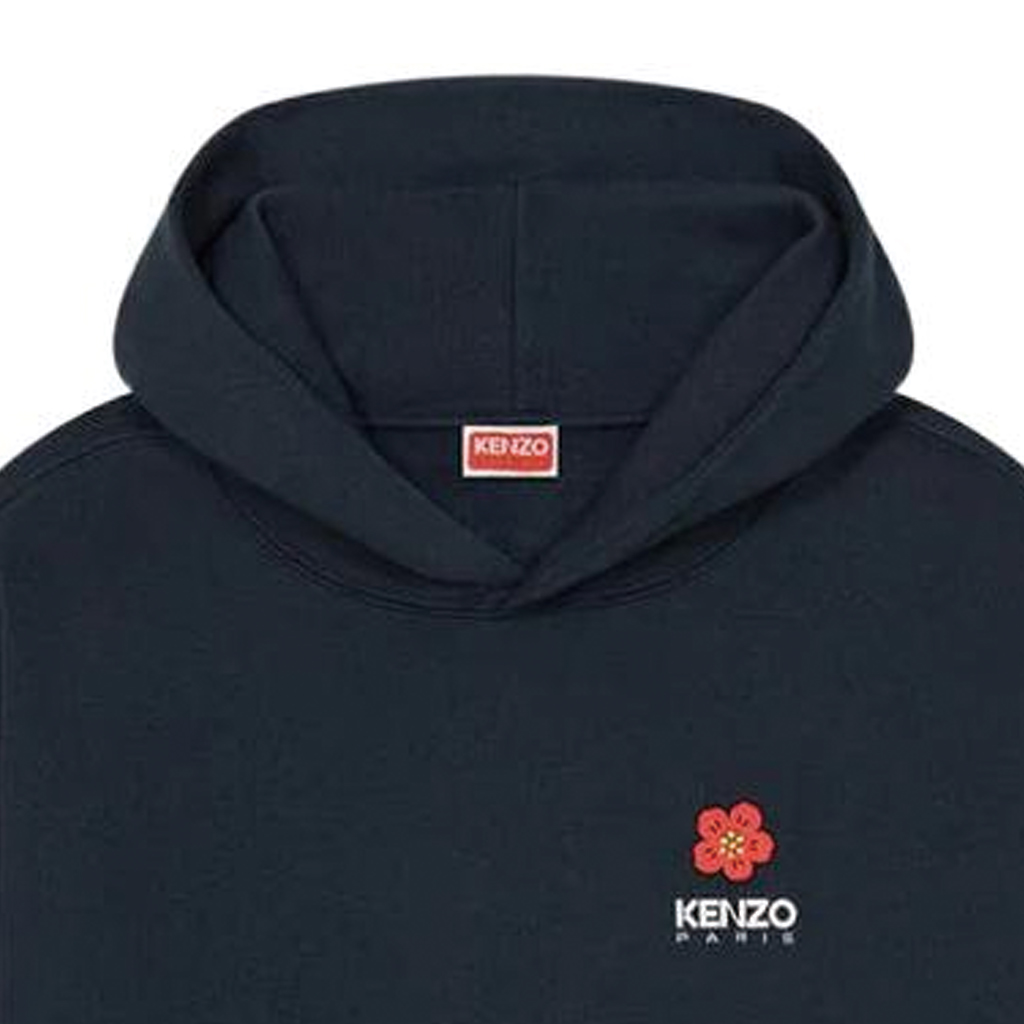 Sizing KENZO SS23  Logo Print Hoodie in Deep Navy Blue. FD55SW4444ME-77