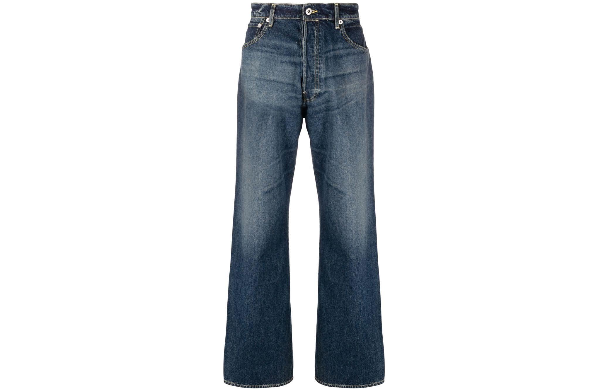 KENZO SS23  Mid-Rise Straight-Leg Button Jeans Blue FD55DP4066B2-DD