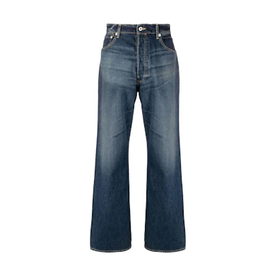 KENZO SS23 Mid-Rise Straight-Leg Button Jeans Blue FD55DP4066B2-DD