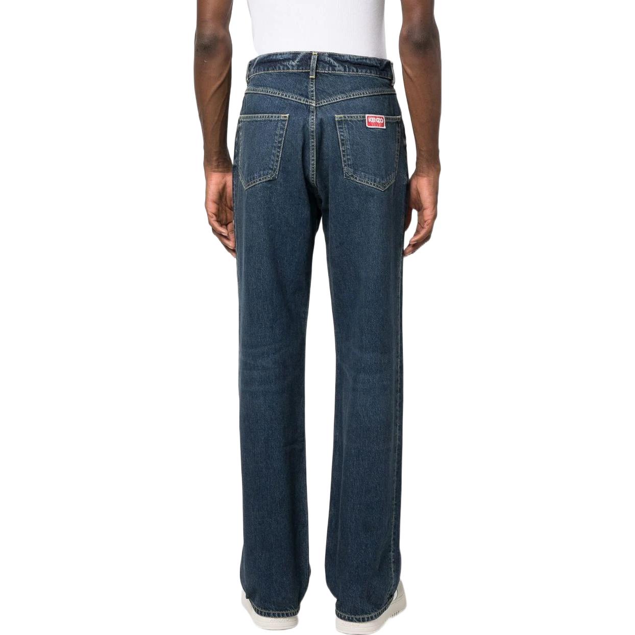 Shop KENZO SS23  Mid-Rise Straight-Leg Button Jeans Blue FD55DP4066B2-DD