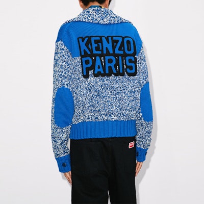 KENZO SS23 Midnight Blue Polo Cardigan with Letter Embroidery. FD55CA3543AF-77 Purchase KENZO SS23 Midnight Blue Polo Cardigan with Letter Embroidery. FD55CA3543AF-77