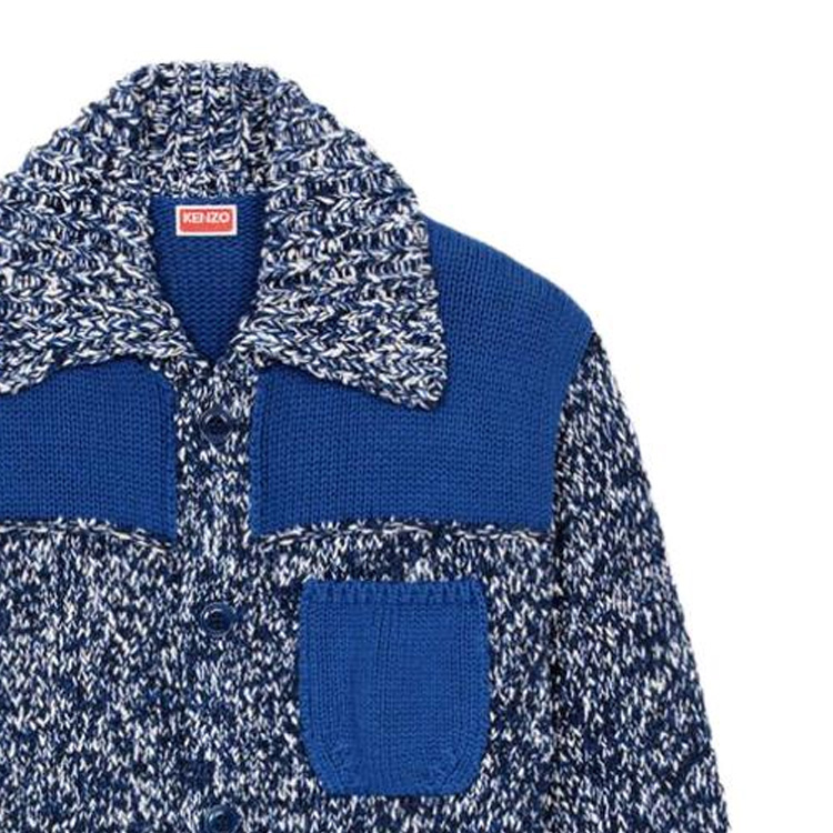 Cheap KENZO SS23  Midnight Blue Polo Cardigan with Letter Embroidery. FD55CA3543AF-77